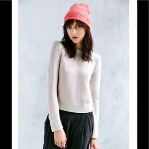 Silence + Noise Cream with Pink Chevron Sweater